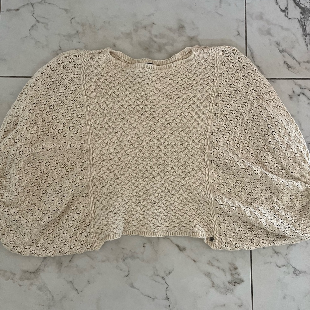 Cream Knit Puff Sleeve Sweater